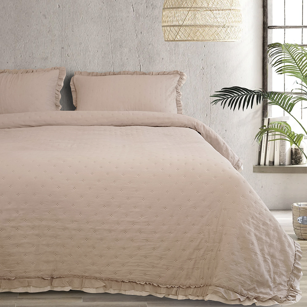 LINO ΣΕΤ ΚΟΥΒΕΡΛΙ KALIR BEIGE-CAPUCCINO 220Χ240