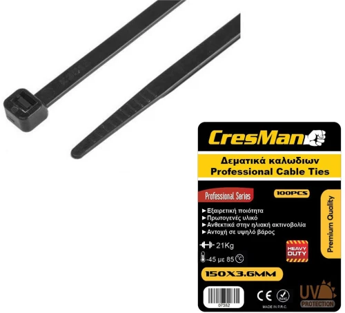 Δεματικό καλωδίων 4,8X400mm CRESMAN μαύρο