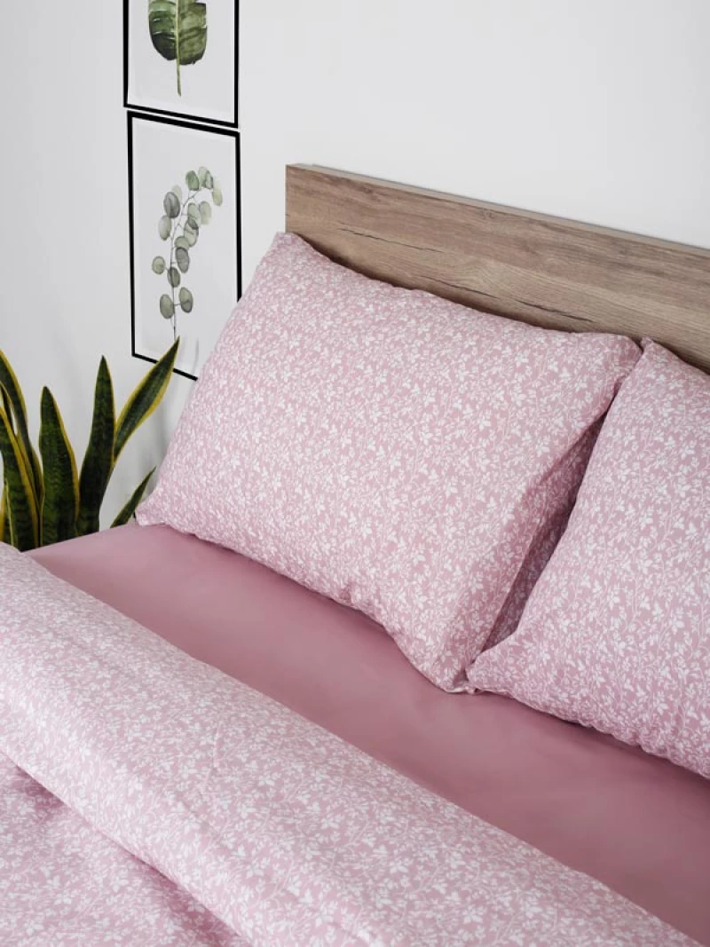 Σετ Σεντόνια Cotton Feelings 920 Pink Διπλό με λάστιχο (150x205+30)