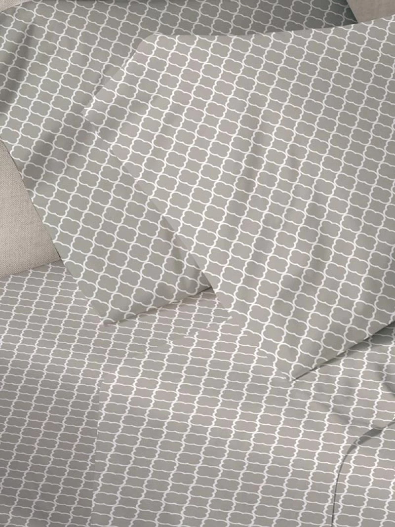Παπλωματοθήκη Menta Εμπριμέ 530 Grey Υπέρδιπλη (230χ250)