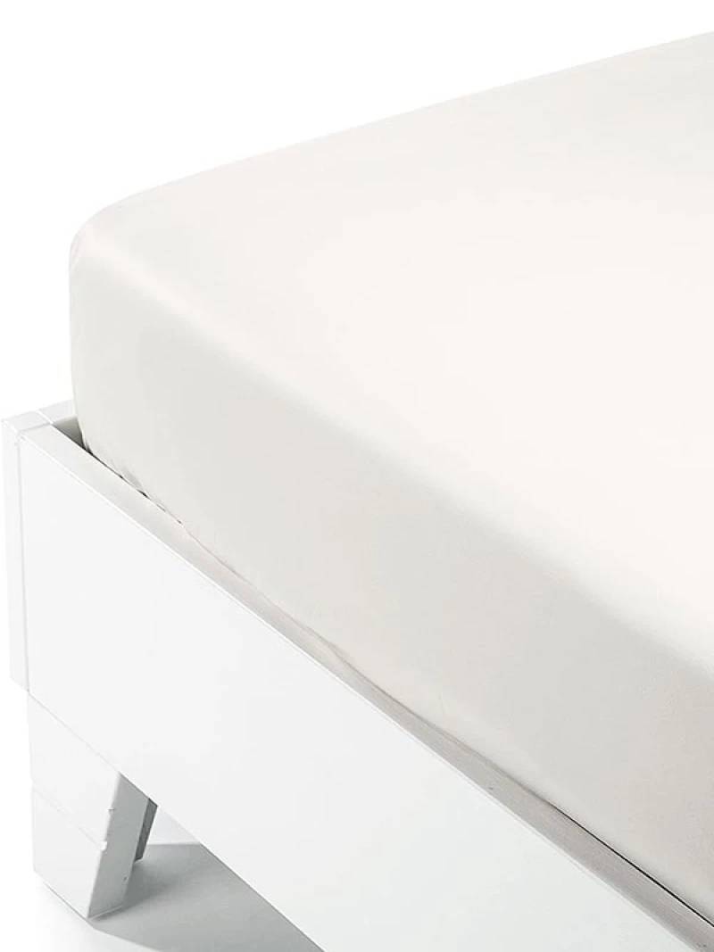 Κατωσέντονο Satin με λάστιχο White Διπλό (160x200+35)