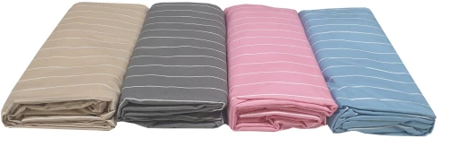 Σεντόνι ΚΟΜΒΟΣ Cotton Line printed Stripe Pink Υπέρδιπλο με Λάστιχο 170x200 20