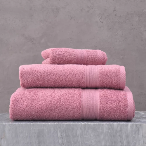 ILLUSION - ΠΕΤΣΕΤΑ 100% ΒΑΜΒΑΚΙ ΠΕΝΙΕ 480gsm ΡΟΔΙ ΣΕΤ 5 ΤΕΜΑΧΙΩΝ (2 30X50, 2 50X90, 1 70X140) ΣΕ ΣΑΚΟΥΛΑ