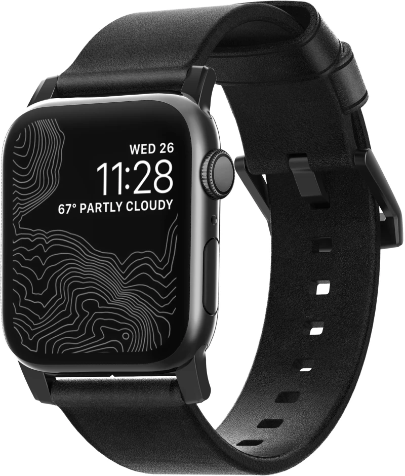 Nomad Horween Δερμάτινο Strap Modern για Apple Watch SERIES - 38mm/40mm/41mm - ΜΑΥΡΟ - NM1A31B000