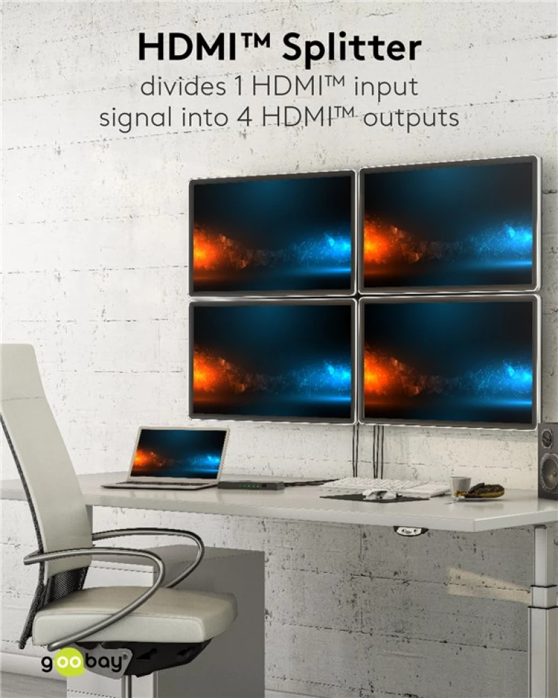 GOOBAY HDMI splitter 58482  1-in σε 4-out  4K/30Hz  μαύρο