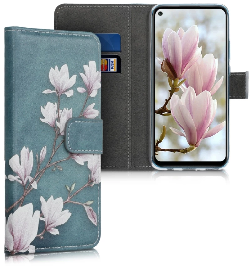 KW Wallet Case Huawei Mate 30 Lite - Magnolias Taupe / White / Blue Grey (50148.02)