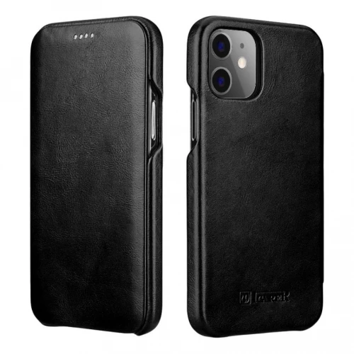 iCarer Vintage Series Curved Edge Leather Wallet case iPhone 12 Pro Max - Black (RIX1202-BK)