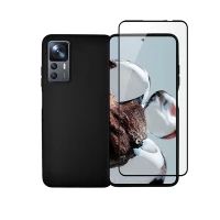 Vivid Set Silicone Case + Full Face Tempered Glass Xiaomi 12T/12T Pro Black