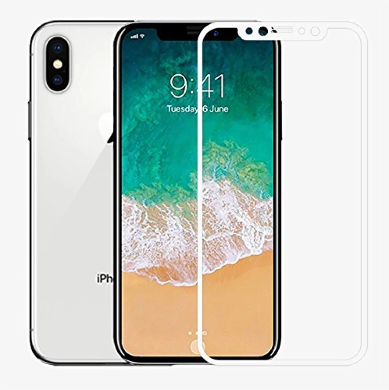 Apple iPhone X / iPhone 10 Screen Protector,White[5D Curved Technology][Full Coverage] Με πλήρη εφαρμογή σε όλα τα σημεία και οχι μόνο στις άκρες.