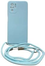 Xiaomi Redmi Note 10 4G / Note 10S - Crossbody Back Cover Σιλικόνης Διάφανο με Κορδόνι- Light Blue (oem)