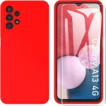 Samsung Galaxy A13 (4G) - Rubber Soft Touch Silicone Cover with Microfiber Interior Camera Protection Red  (oem) (G-S34806)