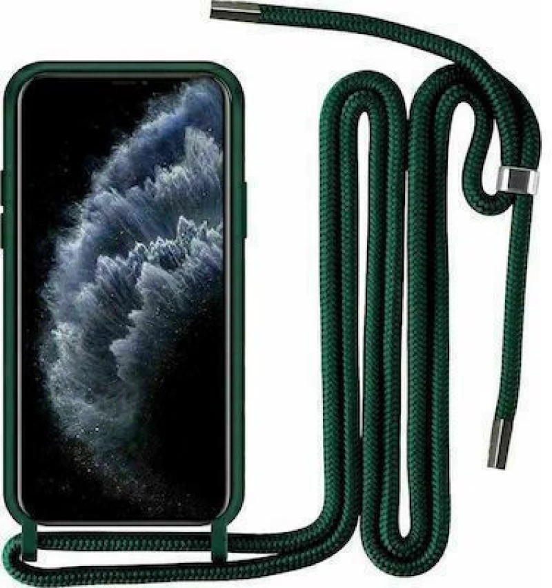 Crossbody Back Cover Σιλικόνης με Λουράκι Dark Grren (Galaxy A34 5G) oem