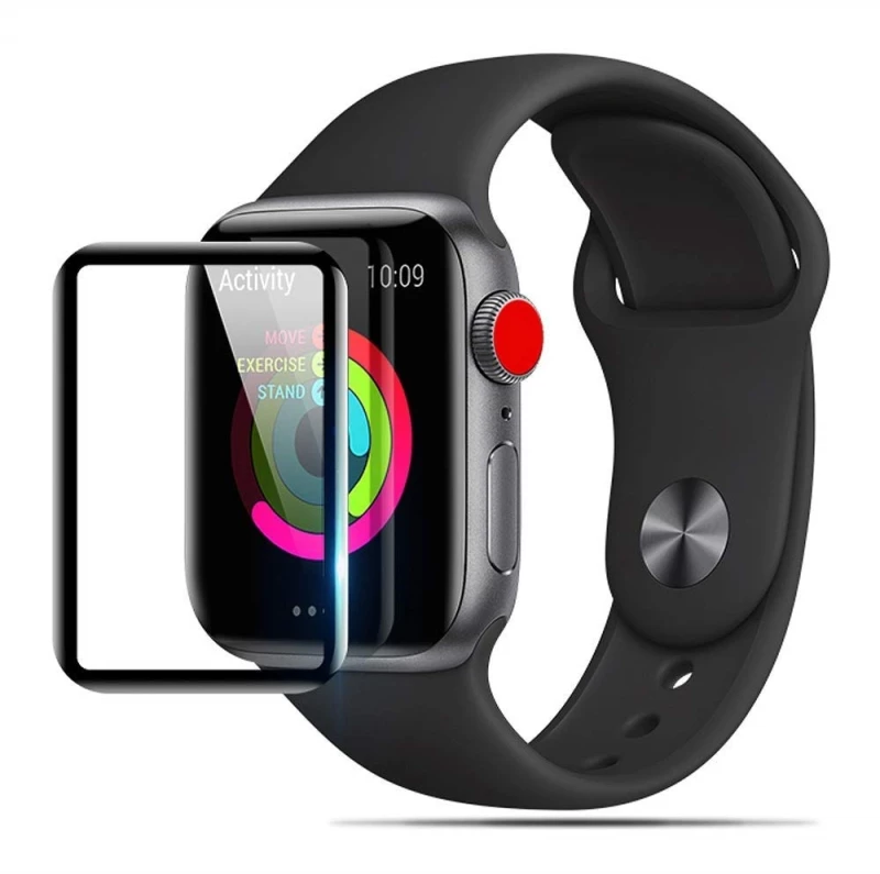Full Glue Tempered Glass Screen Protector Compatible for Apple Watch Series 3,Series2,Series1 Full Coverage Protective 9H 2.5D (42MM) Black