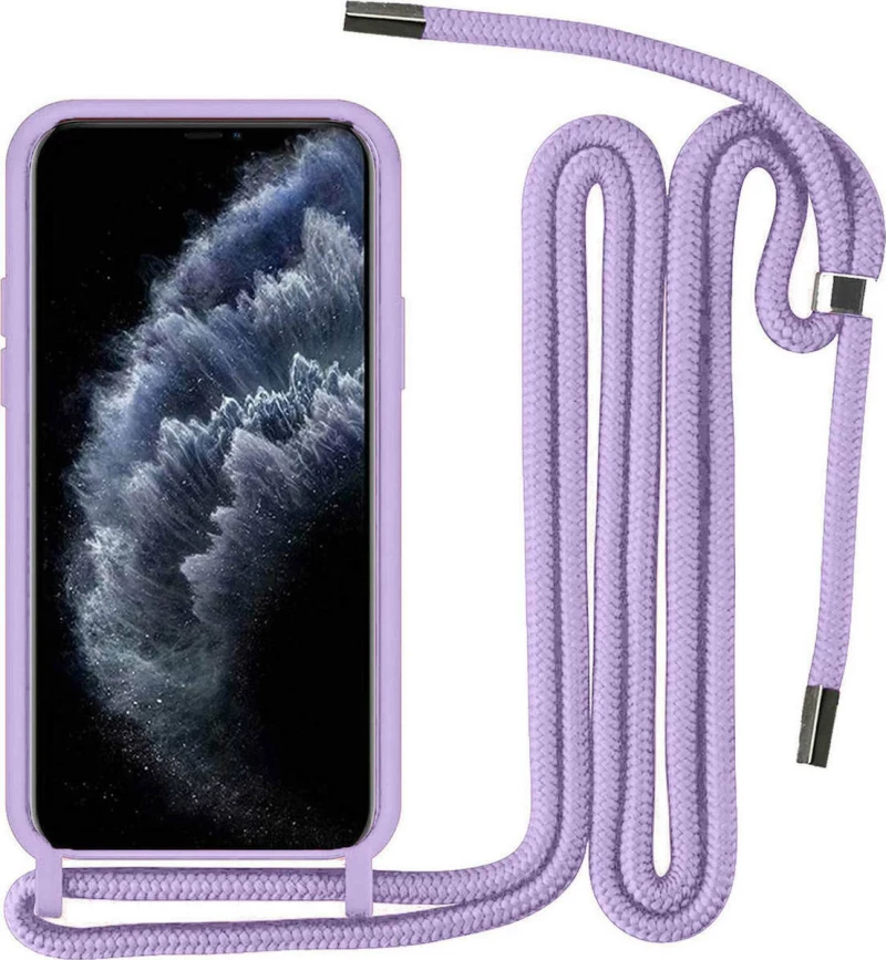 Crossbody Back Cover Σιλικόνης με Λουράκι Λιλά (Redmi Note 12 5G / Poco X5 5G) oem