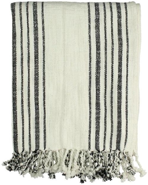 Ριχτάρι Ριγέ Μαύρο Βαμβακερό 130x170cm