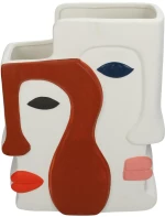Βάζο Πρόσωπο Πολύχρωμο Κεραμικό 20.7x9.5x26cm