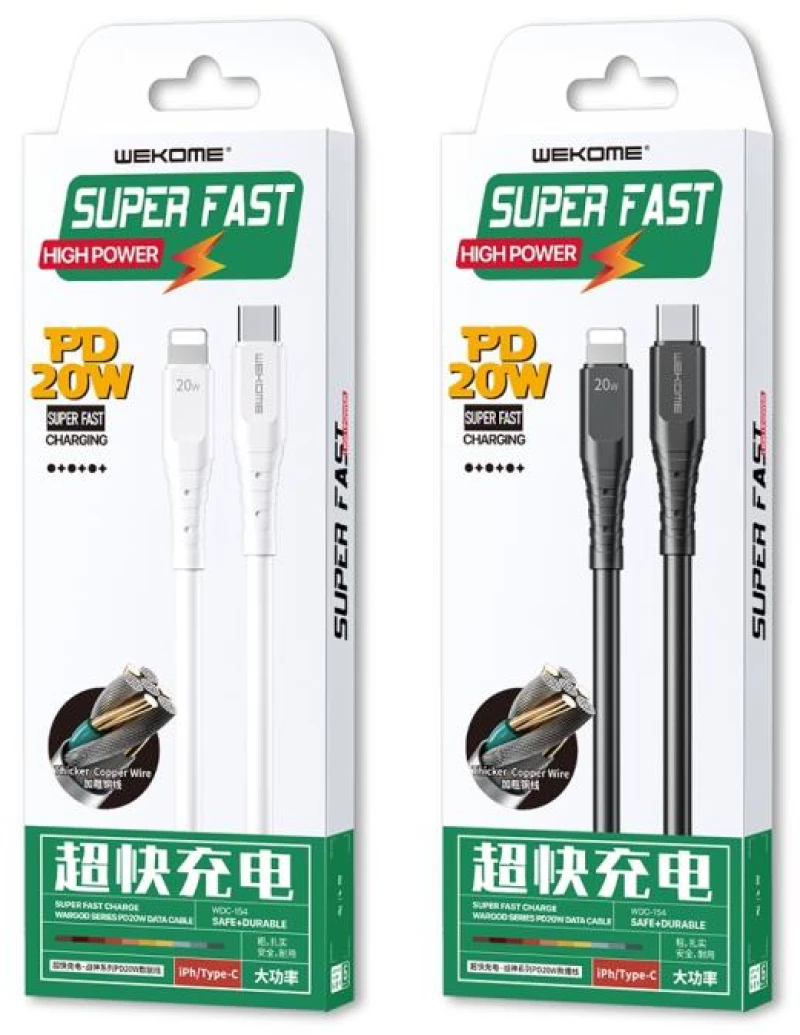 WK Charging Cable WK 20W PD TYPE-C/i6 White 1m WDC-154 6A 250636