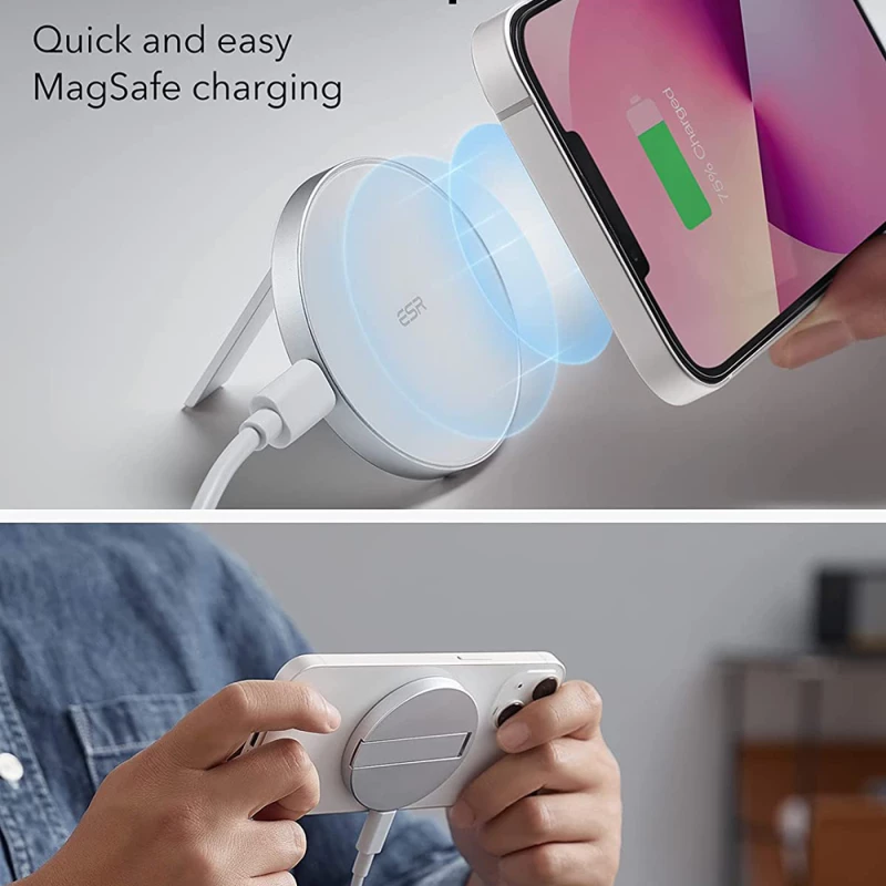 ESR ESR - Wireless Charger HaloLock - MagSafe Compatible, with Kickstand - White 4894240131299