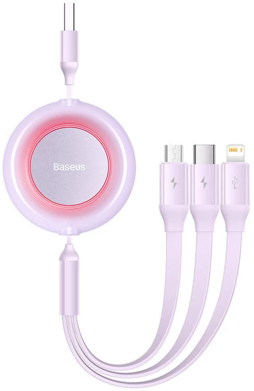 Baseus Baseus Bright Mirror 2, 3-in-1  USB 3-in-1 cable for micro USB / USB-C / Lightning 3.5A 1.1m (Purple) 035049