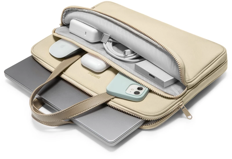 Tomtoc Tomtoc - Laptop Handbag (A11D3K1) - with 4 Compartment and Corner Armor, 14″ - Khaki 6971937064783