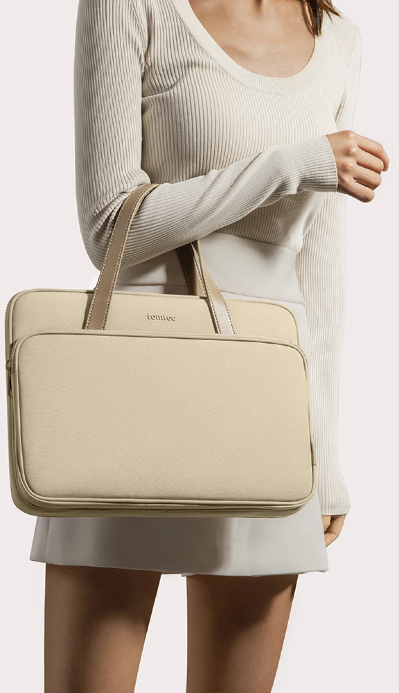 Tomtoc Tomtoc - Laptop Handbag (A11D3K1) - with 4 Compartment and Corner Armor, 14″ - Khaki 6971937064783