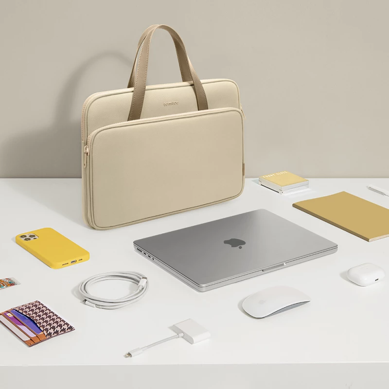 Tomtoc Tomtoc - Laptop Handbag (A11D3K1) - with 4 Compartment and Corner Armor, 14″ - Khaki 6971937064783