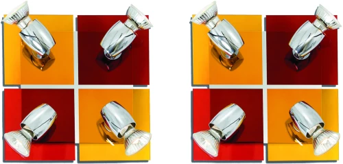 GU1094J-4B (x2) Colours Spot Packet Chrome metal rotating spot with decorative red and yellow g HOMELIGHTING 77-8864