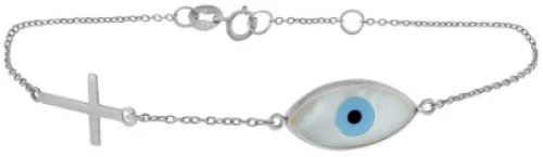 Ασημένιο Βραχιόλι Σταυρουδάκι Ματάκι MATAS5