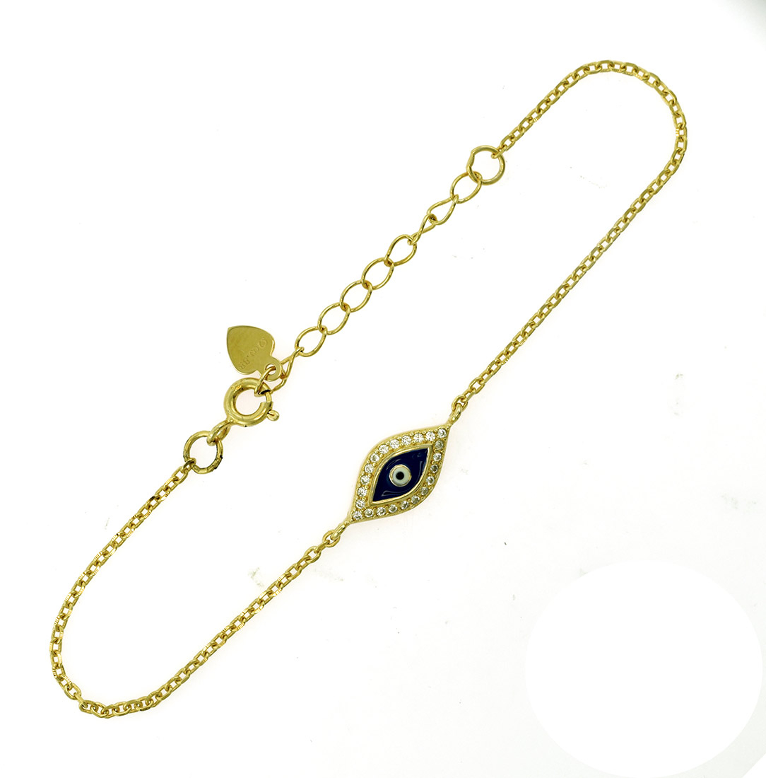 Βραχιόλι Ασημένιο Επιχρυσωμένο Ροζ Χρυσό Ματάκι ασημί