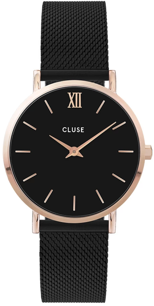 Γυναικείο ρολόι CLUSE Minuit Mesh Rose Gold Black/Black
