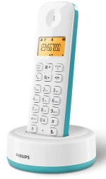 PHILIPS ασύρματο τηλέφωνο D1601T-34, με ελληνικό μενού, λευκό-πράσινο