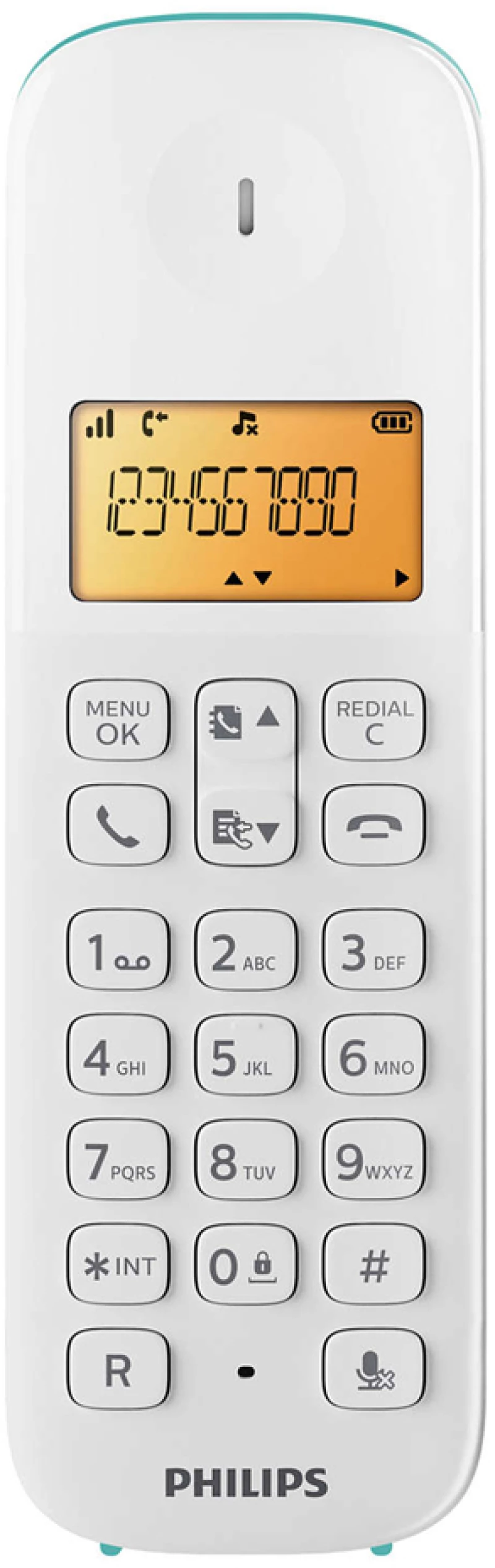 PHILIPS ασύρματο τηλέφωνο D1601T-34, με ελληνικό μενού, λευκό-πράσινο
