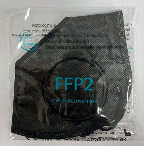 Μάσκα Προστασίας Tiexiong FFP2 Civil Protective Mask BFE >95% Μαύρο 50 Τεμάχια
