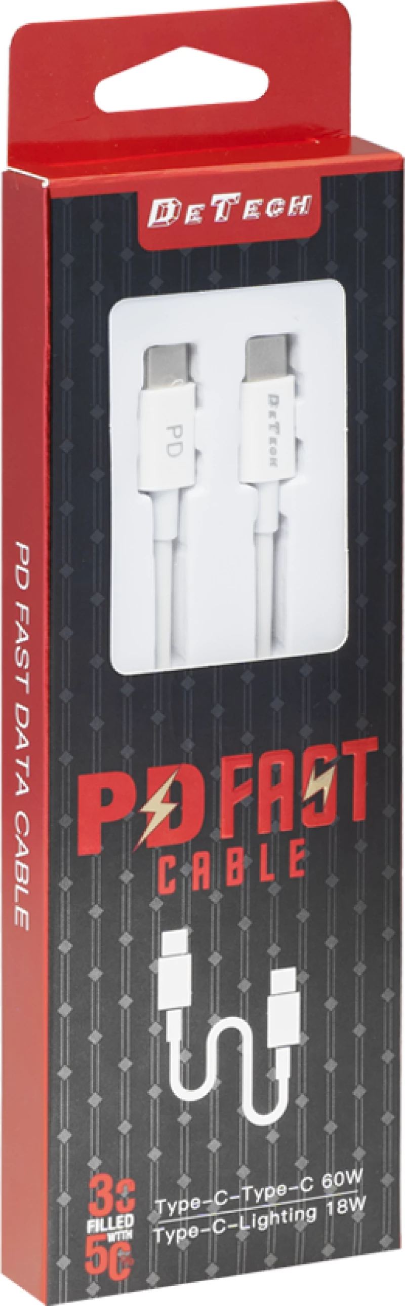 Kαλώδιο δεδομένων DeTech DE-C29PDL, Type-C - Lightning, PD, 1.0m, Λευκο - 40113