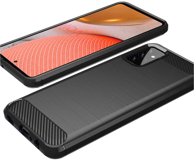 Techsuit Husa pentru Samsung Galaxy A72 4G / A72 5G - Techsuit Carbon Silicone - Black 5949419055285