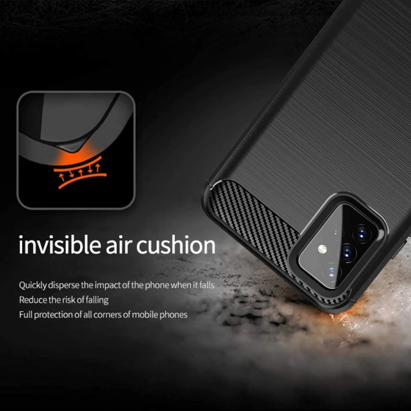 Techsuit Husa pentru Samsung Galaxy A72 4G / A72 5G - Techsuit Carbon Silicone - Black 5949419055285