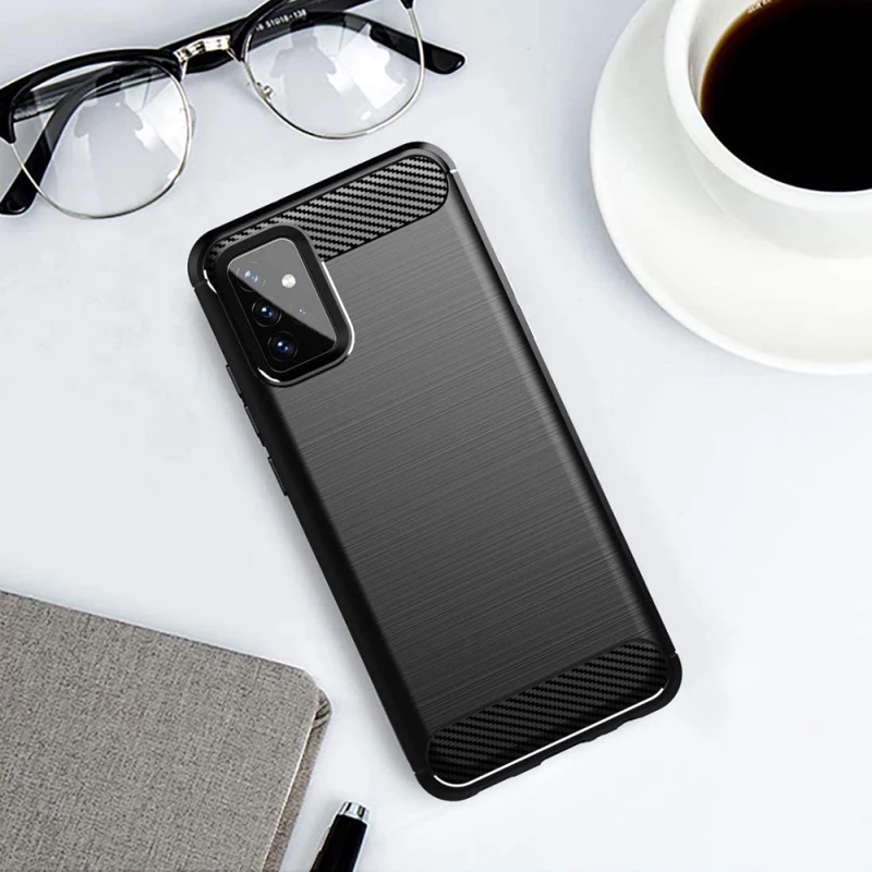 Techsuit Husa pentru Samsung Galaxy A72 4G / A72 5G - Techsuit Carbon Silicone - Black 5949419055285
