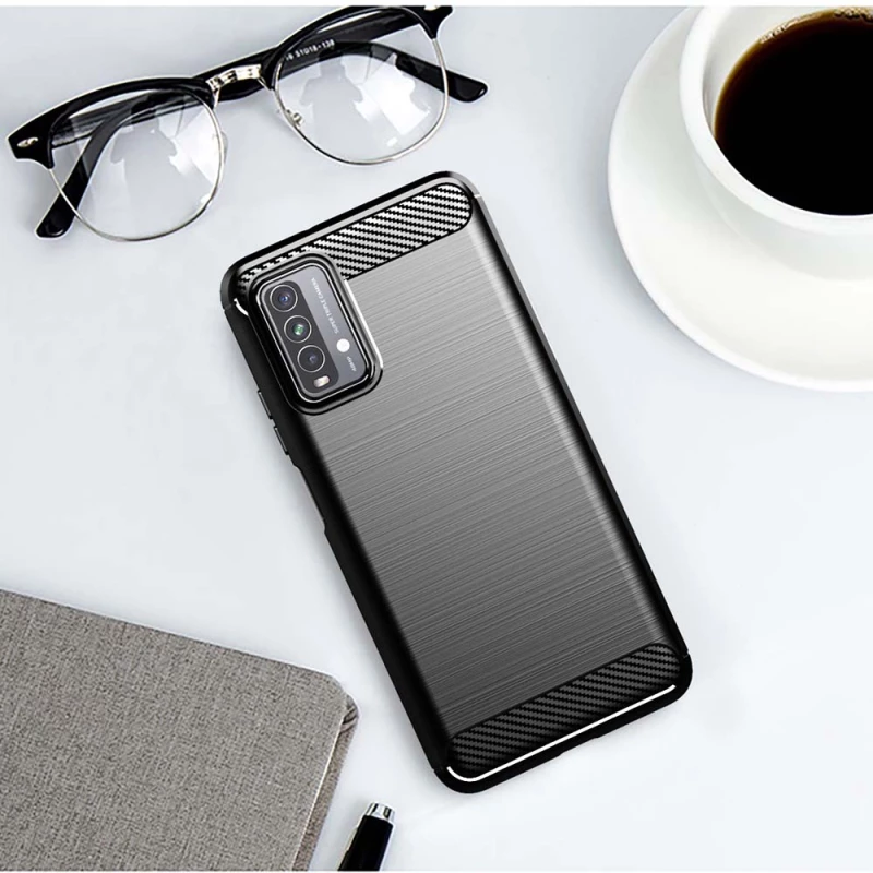 Techsuit Husa pentru Xiaomi Redmi 9T / Redmi 9 Power - Techsuit Carbon Silicone - Black 5949419044449