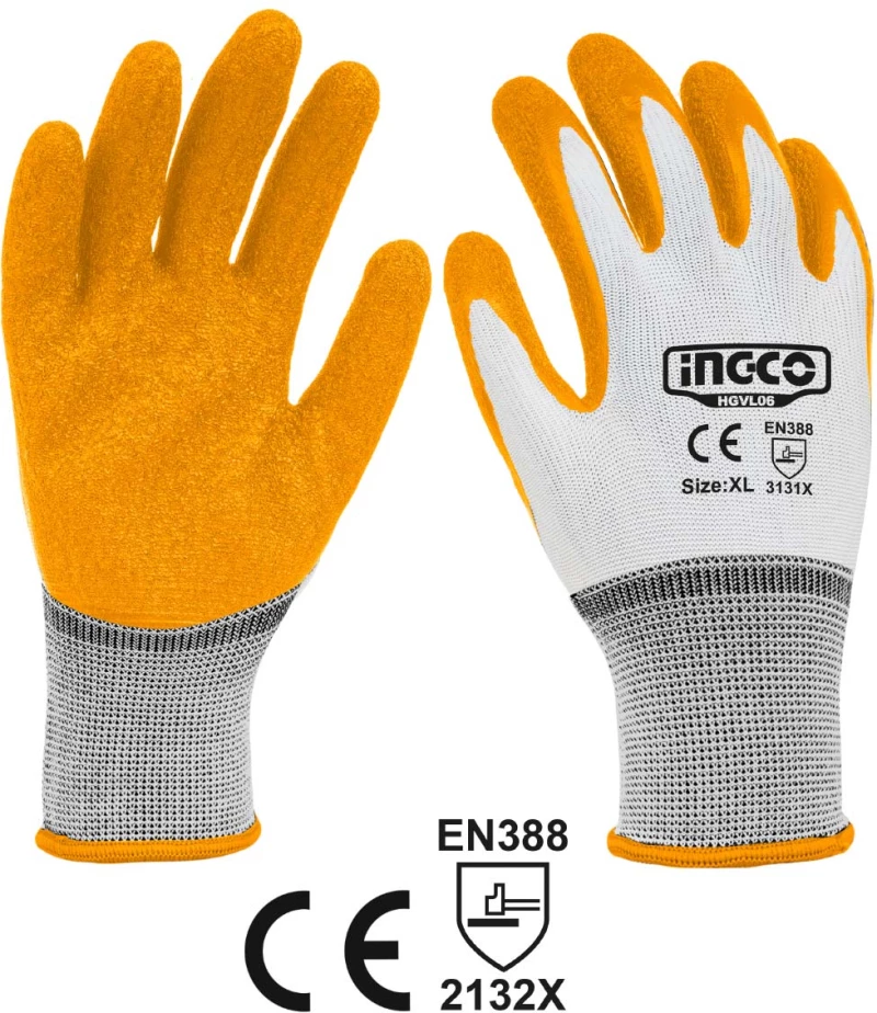 Ingco Γάντια Εργασίας Latex xl Hgvl06-xl