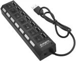 USB hub No Brand, USB 2.0, 7 θύρες, μαύρο - 12054