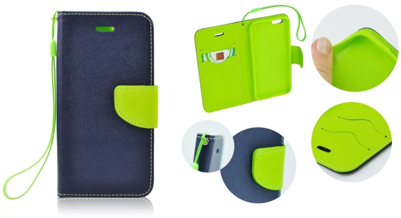 APPLE iPhone 13 - ΘΗΚΗ NETONE FANCY DIARY BOOK STYLE ΠΟΡΤΟΦΟΛΙ ΜΠΛΕ - LIME MFD41127N-L2 29120