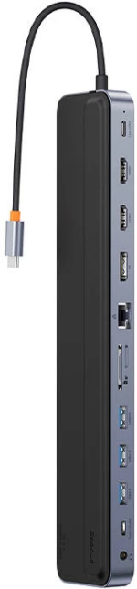 Baseus Hub 12w1 Baseus EliteJoy Gen2 series USB-C do 2xHDMI+ 3xUSB 3.0+ PD+ DP+ SD/TF+ RJ45+Type-C+ 3.5mm (dark grey) 044442