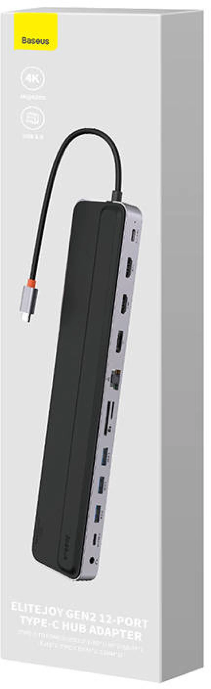 Baseus Hub 12w1 Baseus EliteJoy Gen2 series USB-C do 2xHDMI+ 3xUSB 3.0+ PD+ DP+ SD/TF+ RJ45+Type-C+ 3.5mm (dark grey) 044442