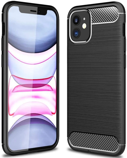 Techsuit Husa pentru iPhone 12 / 12 Pro - Techsuit Carbon Silicone - Black 5949419062009