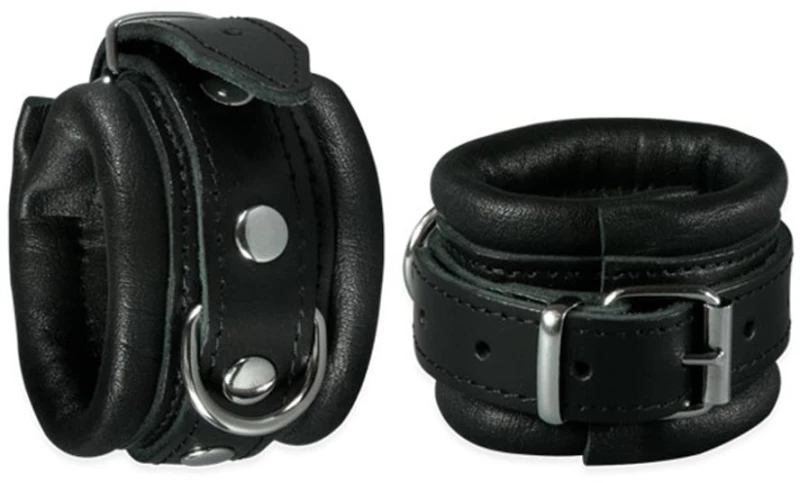 Leather Handcuffs Black - 5 cm