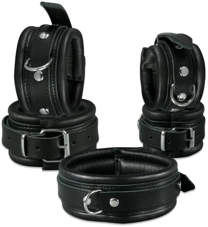 Leather Handcuffs Black - 5 cm