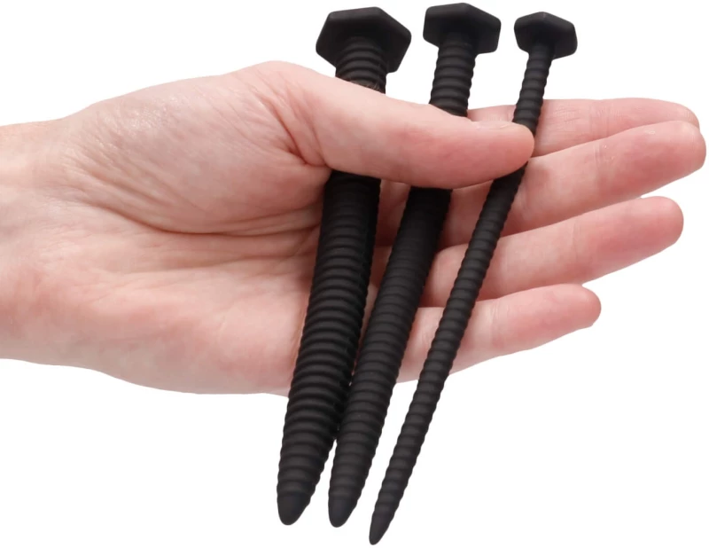 Silicone Screw Plug Set - Urethral Sounding - Black