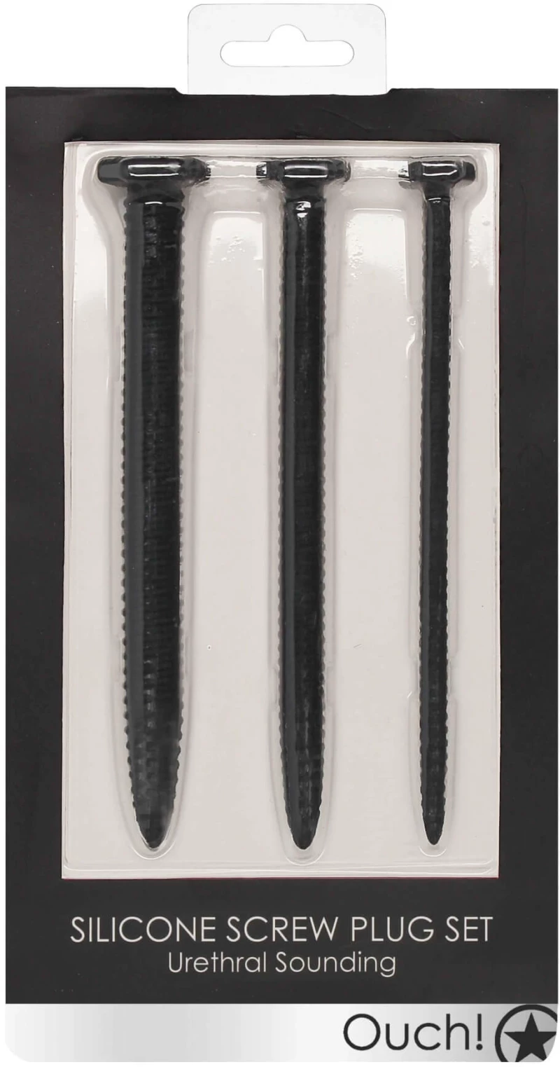Silicone Screw Plug Set - Urethral Sounding - Black