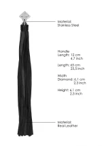 Sparkling Pointed Handle Leather Flogger - Black