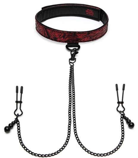 Sweet Anticipation Collar Nipple Clamps - Red